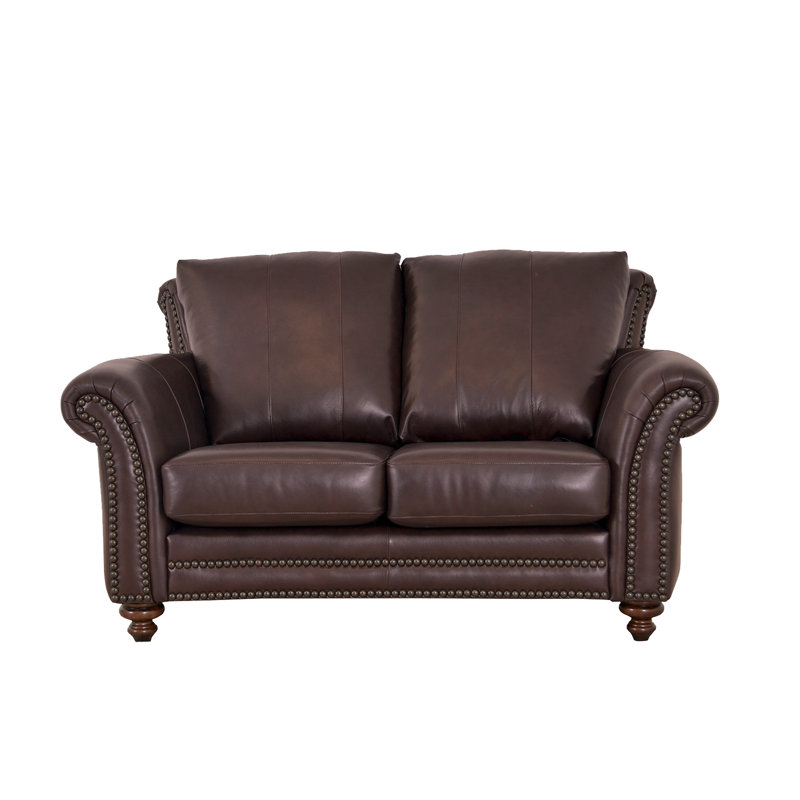 Causeuse Stephie, Cuir véritable brun foncé Berkshire