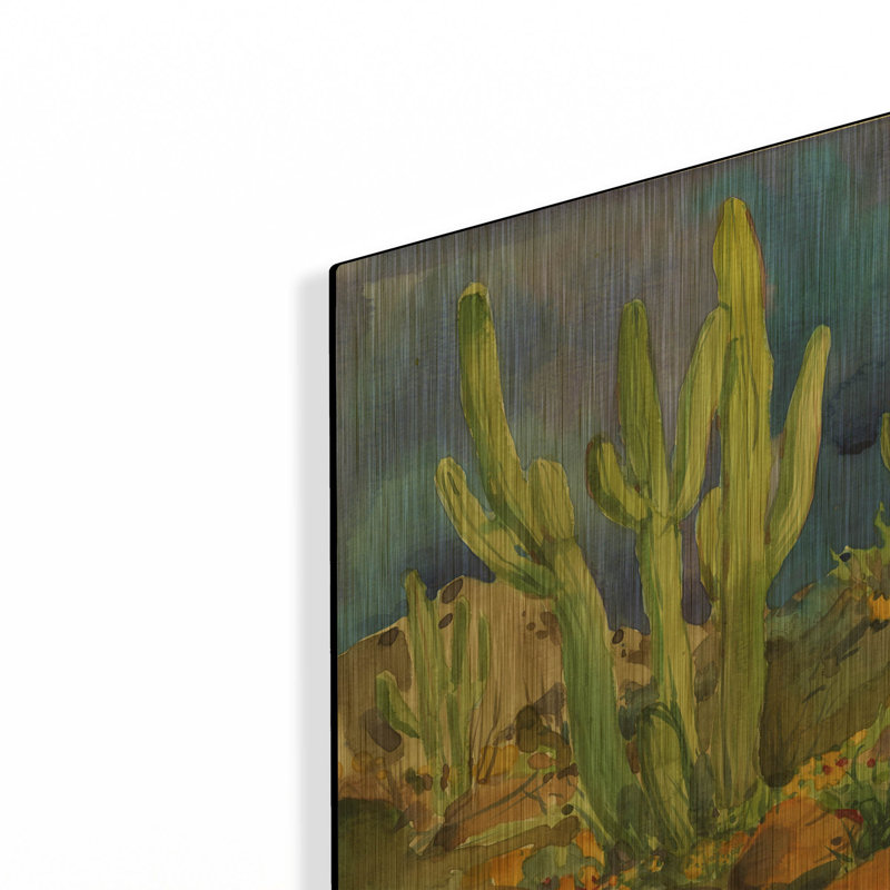« Paysage désertique I » de Paul Brent, tableau mural en métal doré, 30,5 x 40,5 cm, 16" H x 12" W