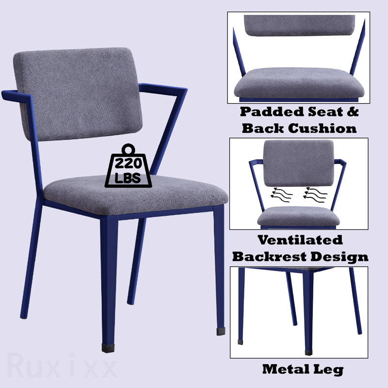 Gray Fabric & Blue Finish Office Chair, Blue