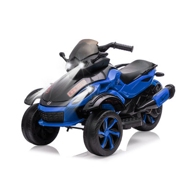 12V Kids 3-Wheel Electric Ride On Vehicle with Dual 45W Motors, Max 4 MPH Speed, LED Lights & Built-In Music, 66 Lbs Capacity for Ages 3–6, Blue