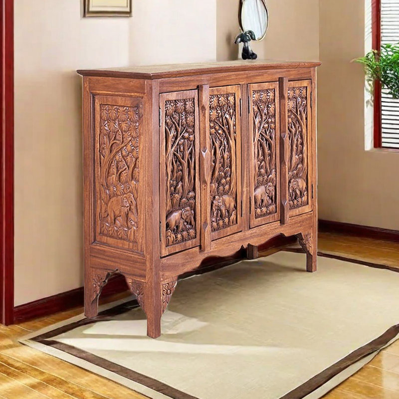 Armoire à chaussures d'entrée en bois massif de style thaïlandais