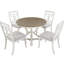 Table de salle à manger extensible ronde et 4 chaises rembourrées, brun et blanc antique, design rétro, chaises réglables triangulaires, coin