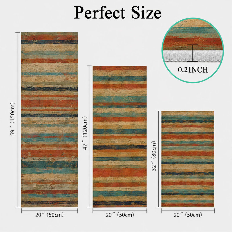 Striped Pattern Non-Slip Washable Kitchen Mats