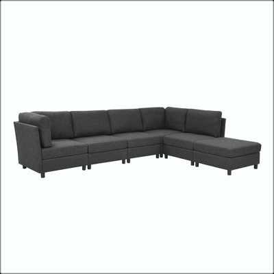 Modern Modular Corner Sofa with Convertible Ottoman and Plastic Legs