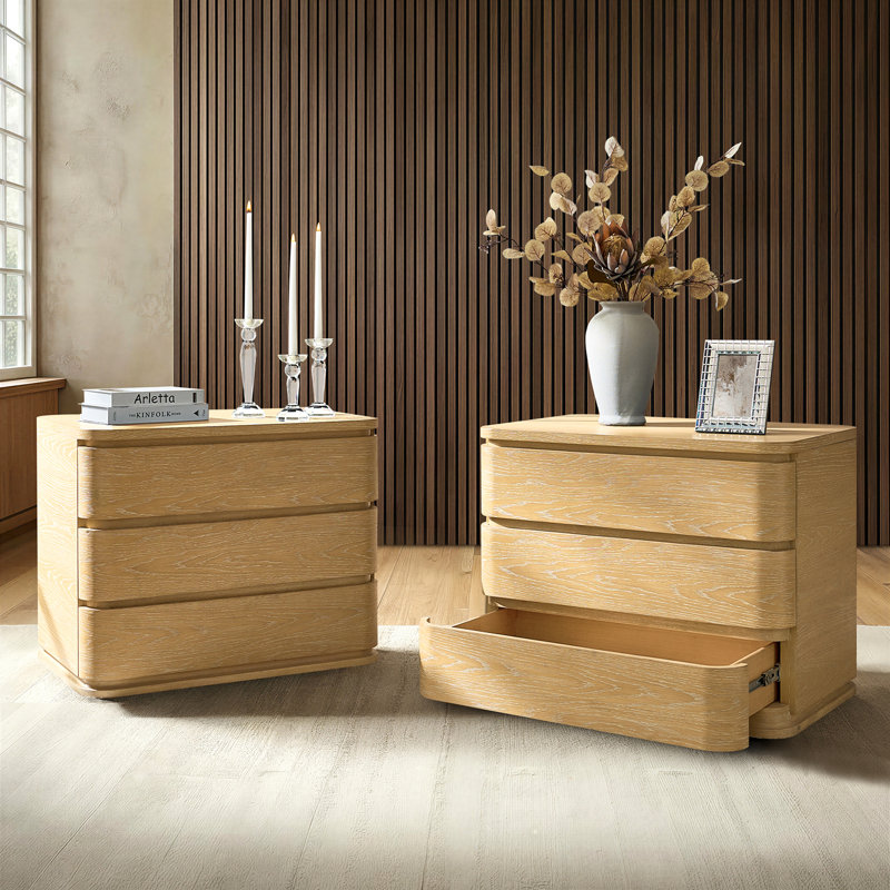 Table de chevet 3 tiroirs Waynesville, Naturel