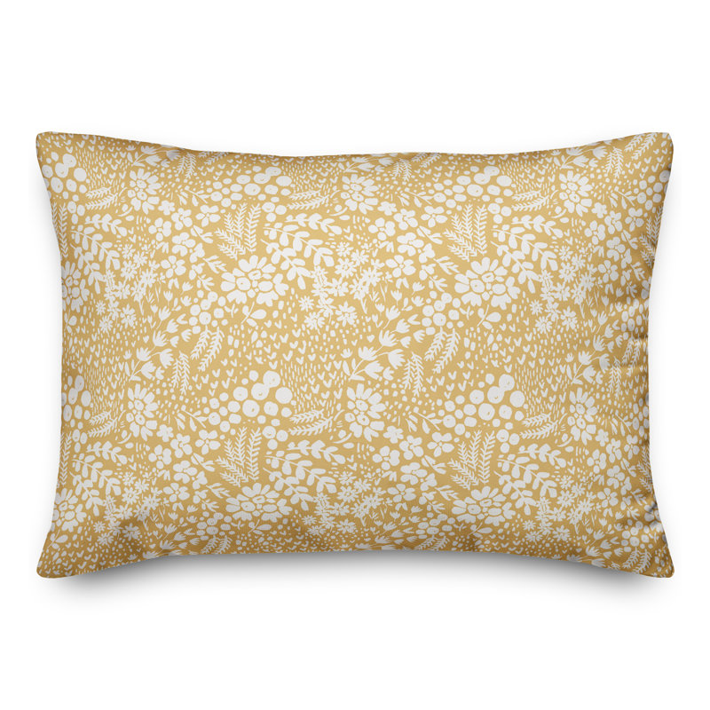  Coussin floral lombaire, Jaune