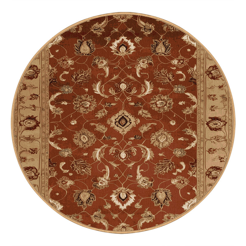 Machine Washable Persian Brown Area Rug, Round 3'