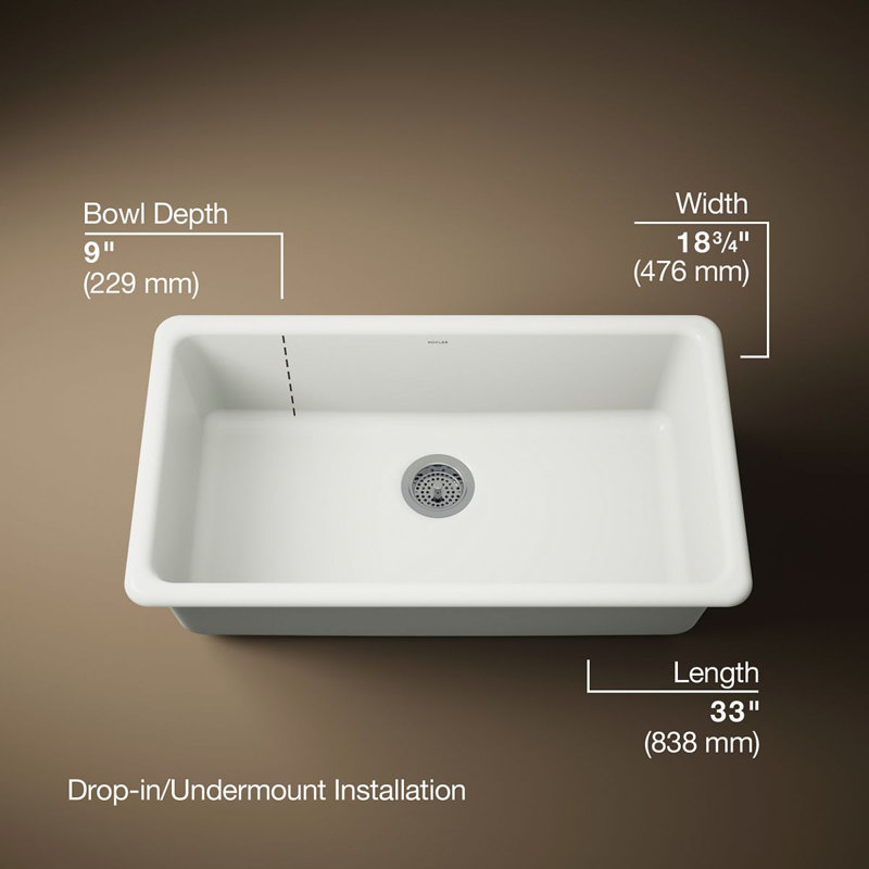 Iron/Tones 33" top-/undermount single-bowl kitchen sink