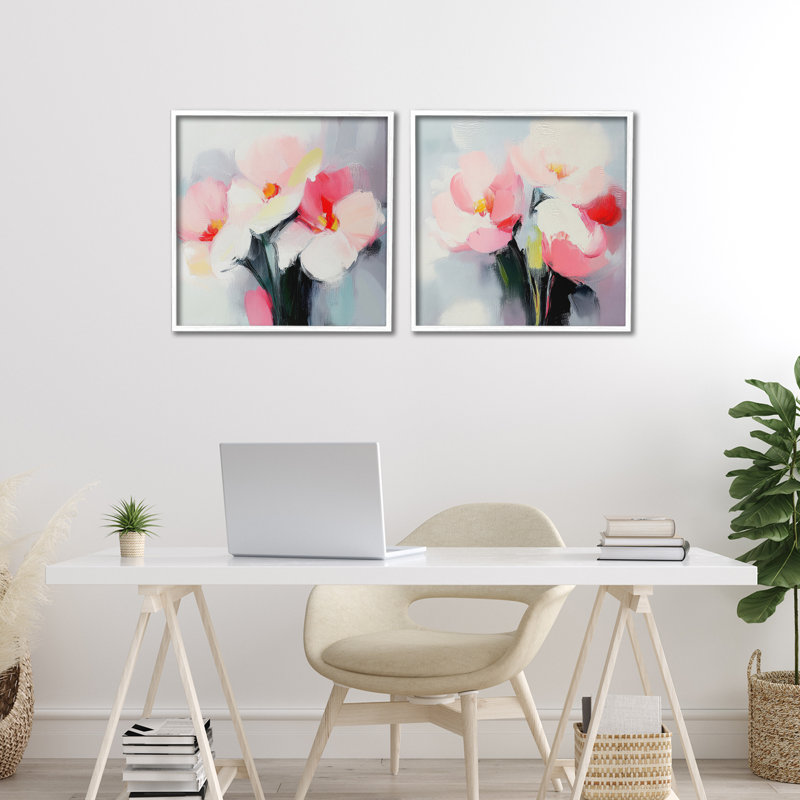 Ensemble de 2 giclées encadrées floral Flare of Emotion, design par Mona Grace, H 17 po x l 17 po