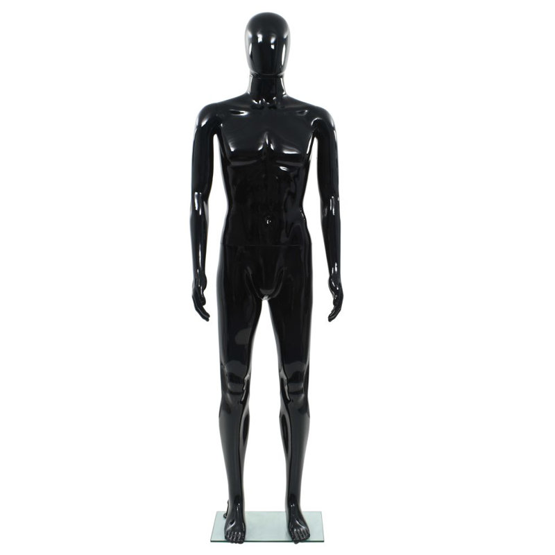 vidaXL Full Body Male Mannequin with Glass Base 72.8", Glossy Black