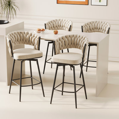 Ensemble de 2 chaises de bar pivotantes à 360 °, comprenant un tabouret de comptoir à dossier moelleux, une chaise de cuisine moderne de luxe à pieds en métal, convient aux repas en famille