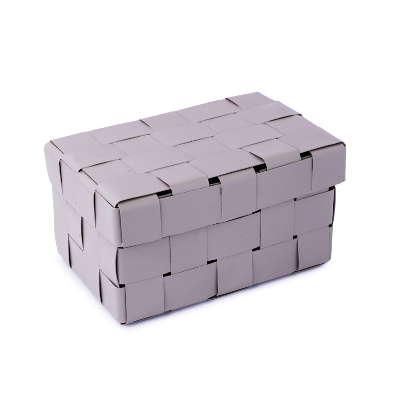 Ensemble de 2 boîtes de rangement en tôle tissée, H 4,5 po x l 5,5 po x P 8,5 po, Gris