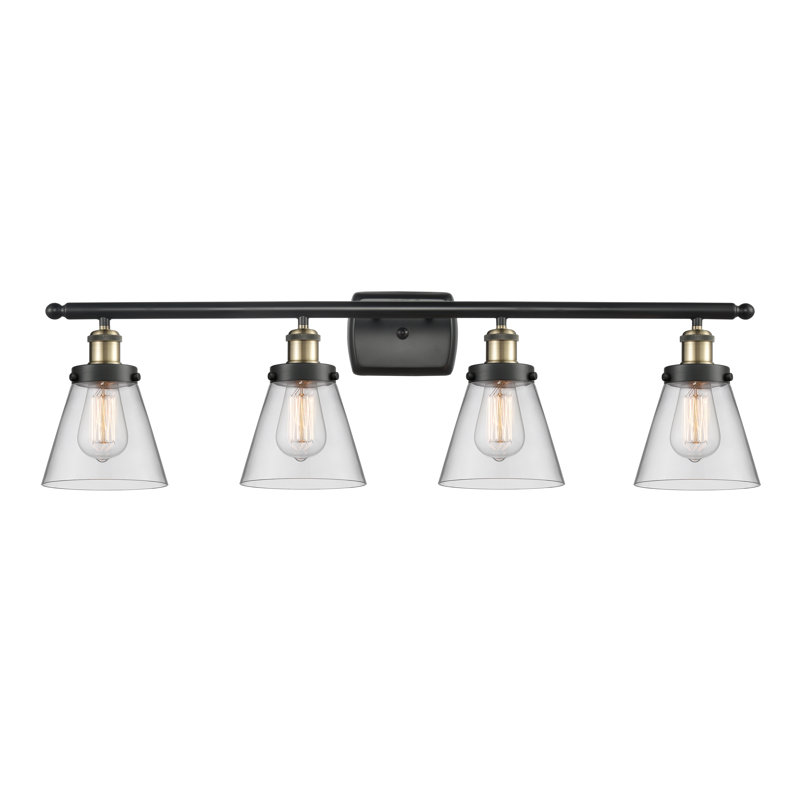 Éclairage pour meuble-lavabo 4 lumières 36 po Ballston Urban Cone, Incandescent, Clair, Laiton antique noir