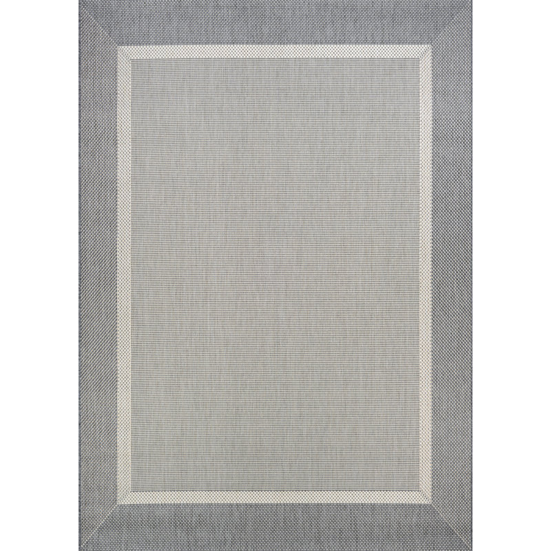 Tapis d'intérieur / extérieur champagne / gris tissé à plat Maliha, Rectangle 7 pi 6 po x 10 pi 9 po