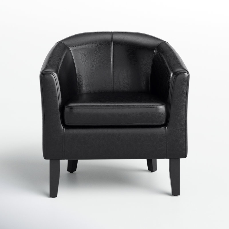 Fauteuil demi-tonneau de 26,77 po Munson, Similicuir noir