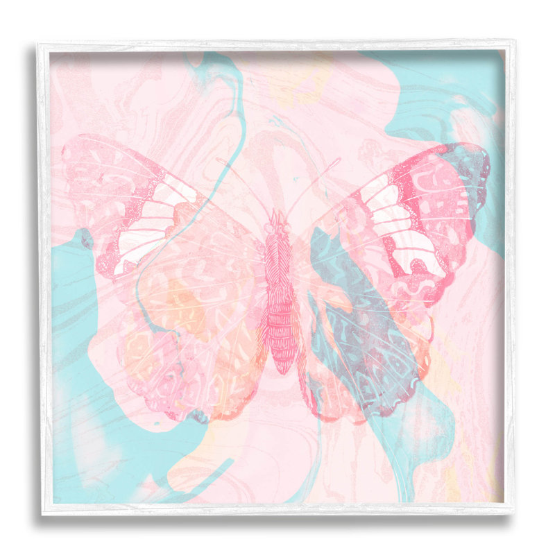 Art mural texturé giclée marbré par Daphne Polselli, H 17 po x l 17 po x P 1,5 po, Giclée encadrée blanc bord de mer