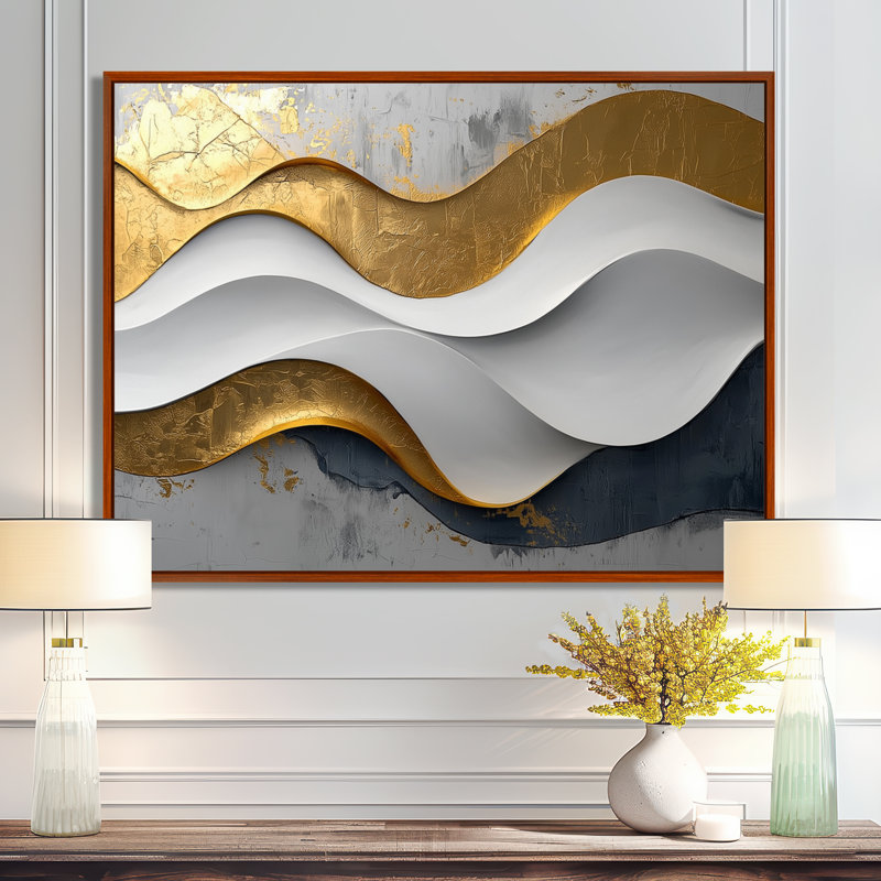 Amaro VI - Abstract Large Wall Art, Brun, Cadre flottant, H 16 po x l 32 po