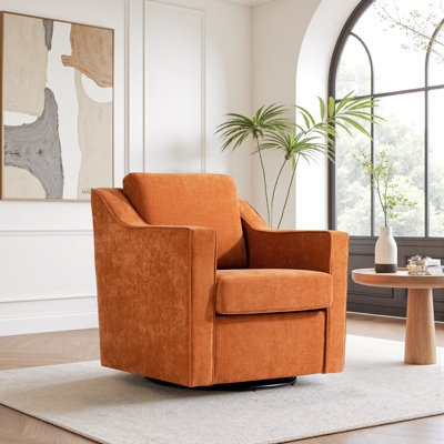 Grand et large fauteuil rembourré pivotant avec coussin de dossier et de siège amovible