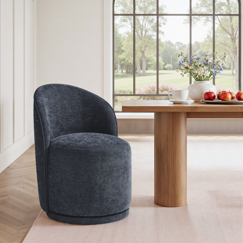 Chaise pivotante intégrée en tissu, Lin de coton bleu marine