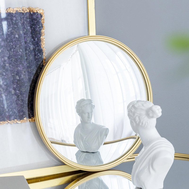 Circle Mirror with Iron Frame, 15" x 15"