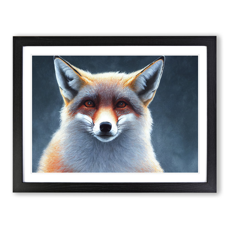 Blessed Fox - Framed Print, Black, 25cm H x 34cm W x 2cm D