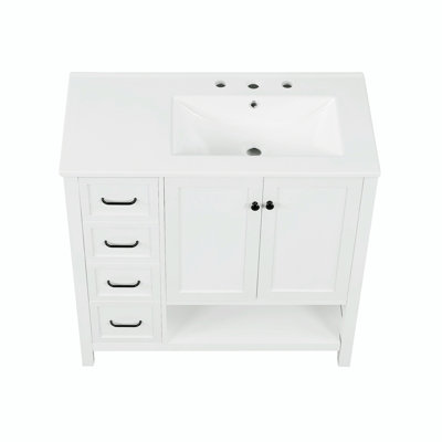 Meuble-lavabo simple 36 po avec plateau en céramique Mathey