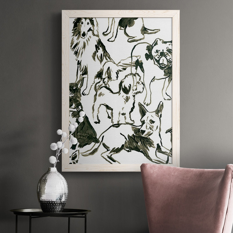 «Canine Collage I», reproduction d'art sur toile simple, Blanc, H 43,5 po x l 31,5 po x P 1 po