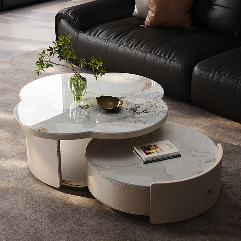 Ensemble de tables basses Modern, Blanc / Gris