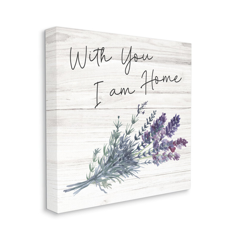 With You I'm Home Inspirational Family Sign Blue Hyacinth Florals par ND Art - Peinture, H 36 po x l 36 po x P 1,5 po