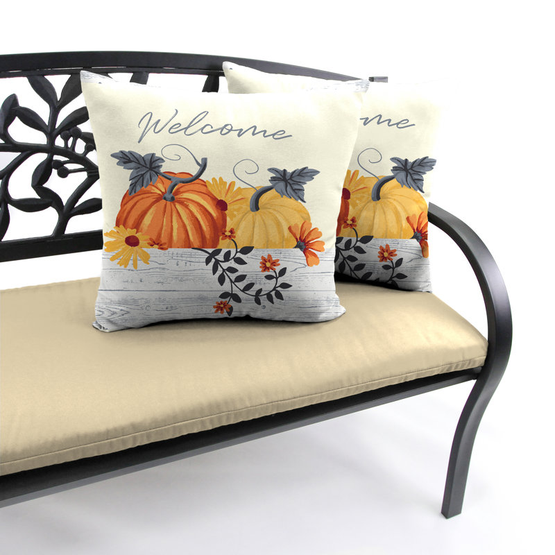 14" x 14" Outdoor Throw Pillow, White Welcome