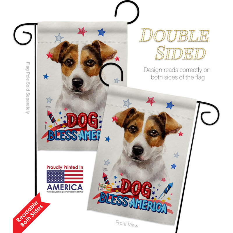 Drapeau de jardin Patriotic Russell Terrier, H 18,5 po x l 13 po