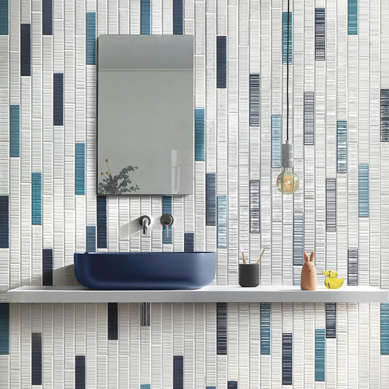 Carrelage mural en porcelaine texturé Vivid 2X9, Bleu