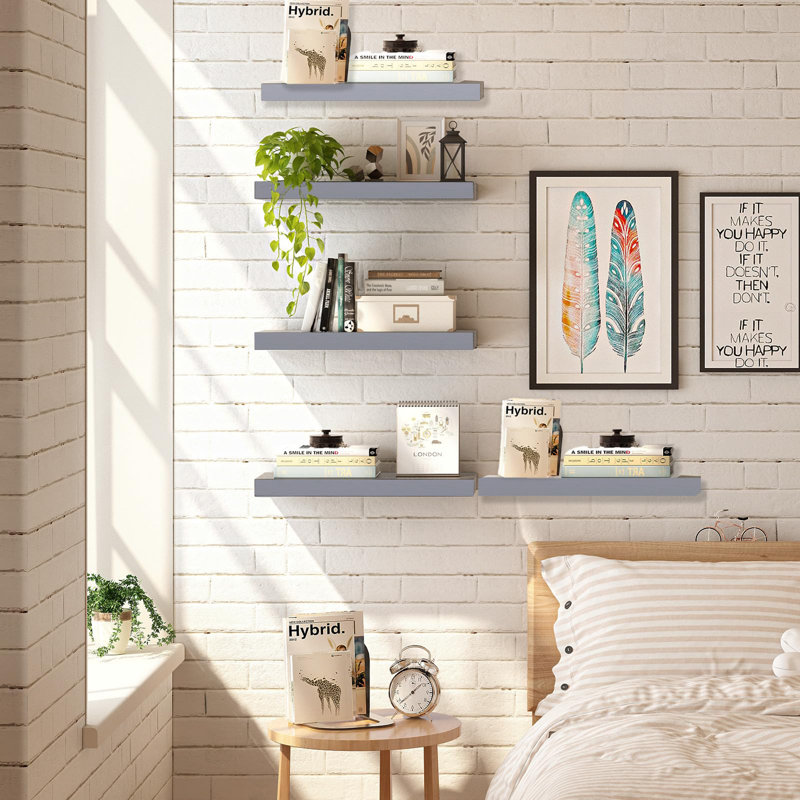 Carlean 5 Piece Floating Shelf, Gray
