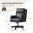 Heeg Traditional 42.5"H Genuine Leather Swivel Tilting Office Chair with Adjustable Headrest and Solid Wood Legs-1497906352