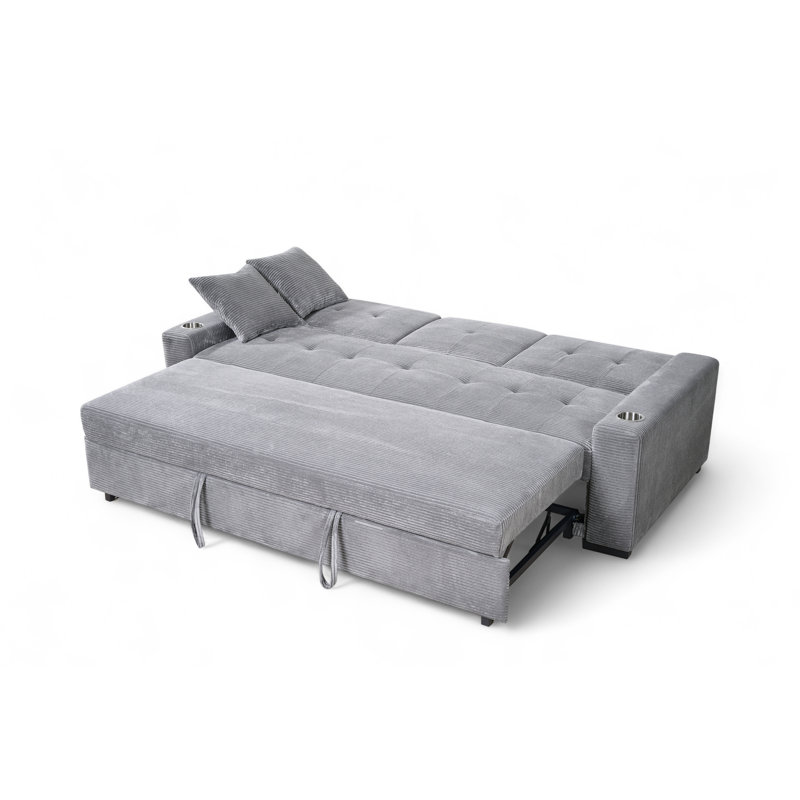 3 Seater Sofa Bed, Jumbo Cord Grey Polyester