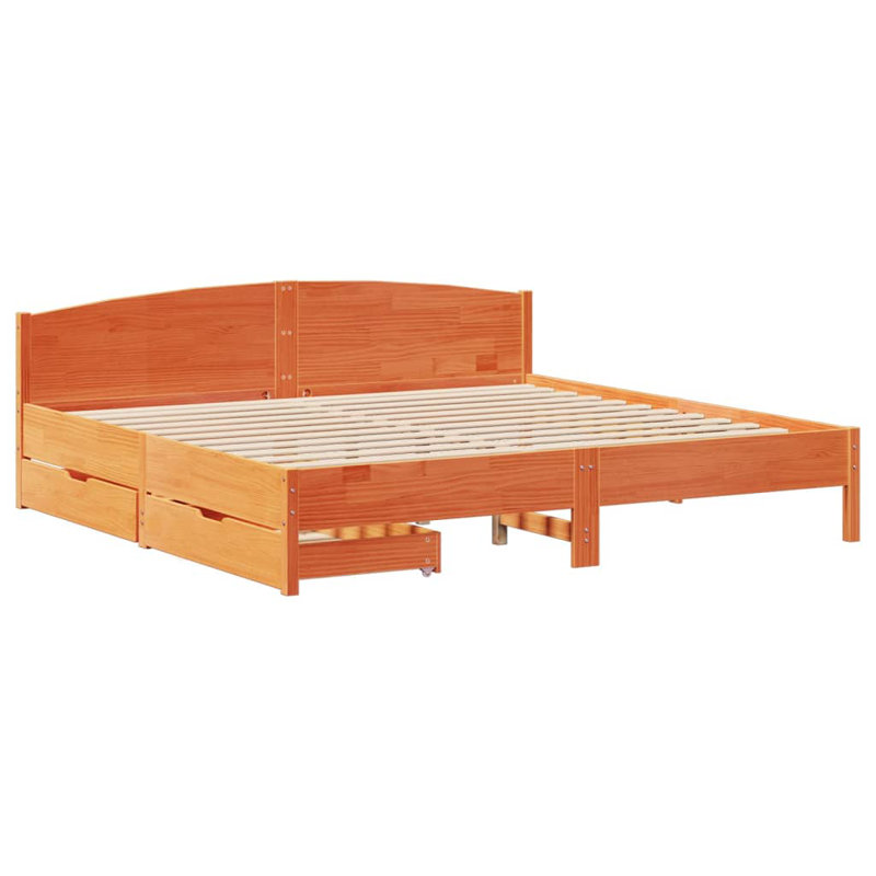 Storage Bed, 200 x 200cm, Wax Brown
