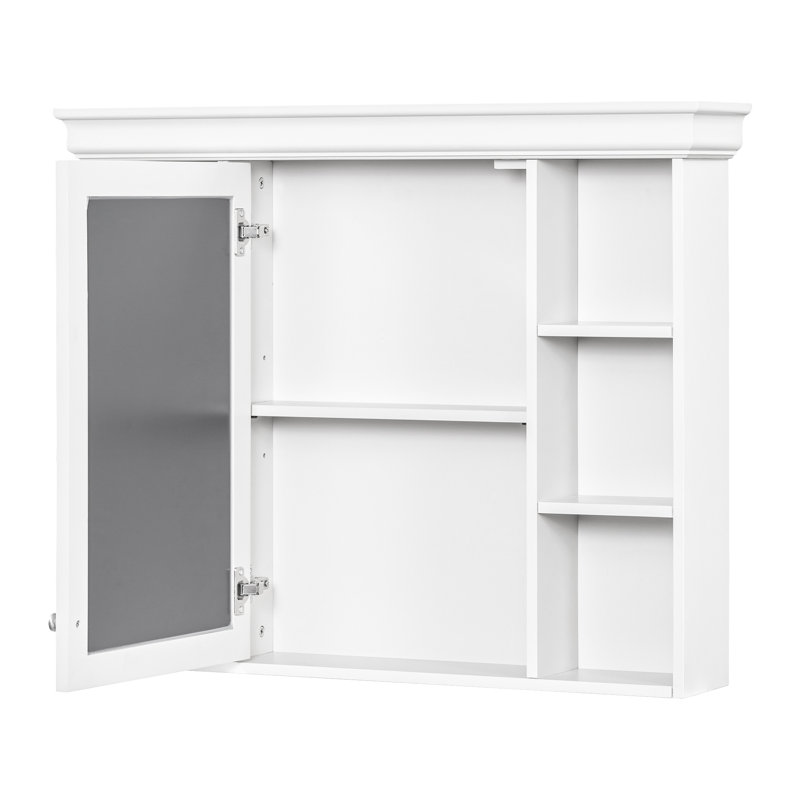 Armoire de rangement murale pour salle de bain avec porte miroir - 35 po x 28 po, Blanc