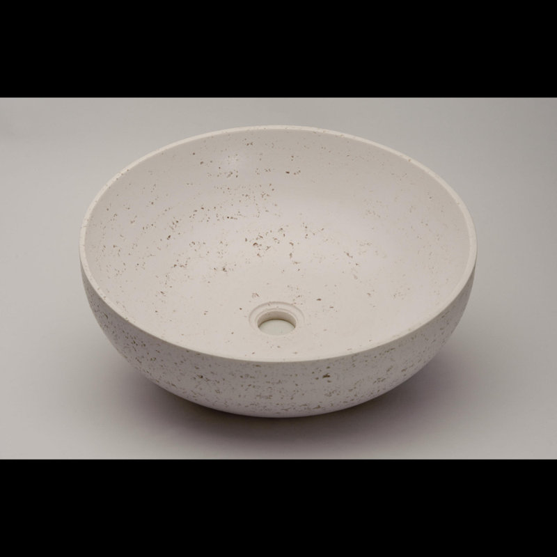 17.7'' L Bathroom Sink, White Travertino