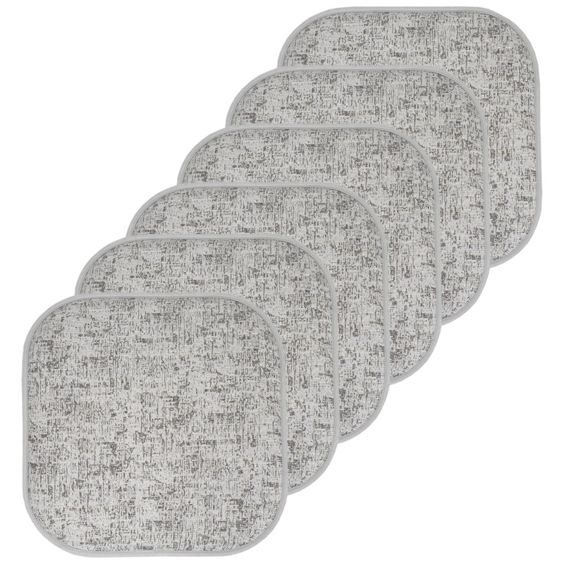 Broadway Memory Foam No Slip Back 16" x 16" Chair Pad Cushion, Gray/Black, 6
