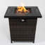 Élégante table de foyer au gaz propane 28 po, acier carré de 50 000 BTU avec base en osier pour le patio extérieur - noir