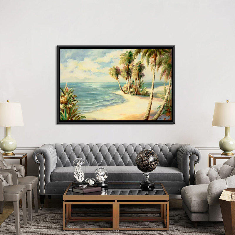 «Tropical VIII», reproduction sur toile, H 18 po x l 26 po x P 1,5 po, Toile avec cadre noir, Pas de tapis
