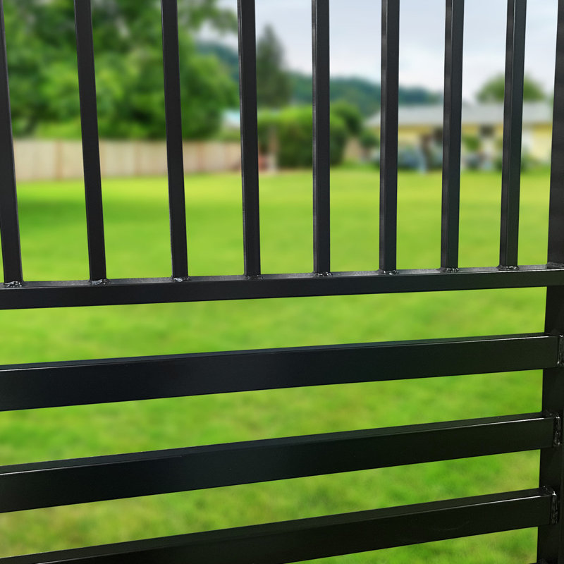Barcelona Style Black Steel Dual Swing Driveway Gate 16 x 6 Feet