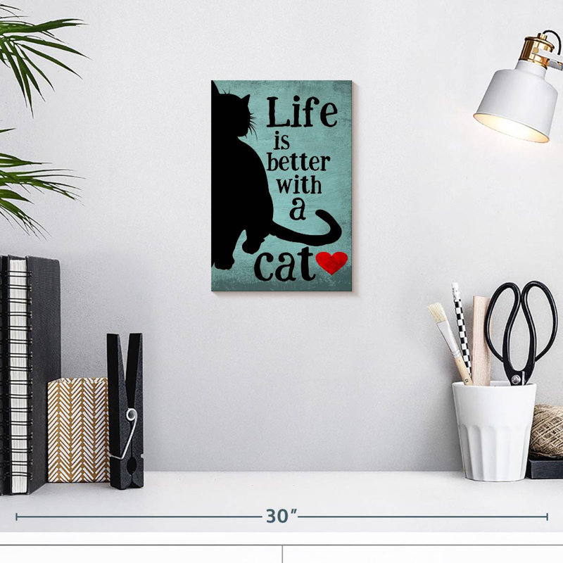Brampt Life Is Better With A Cat, H 12 po x l 8 po