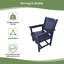 Ensemble de 2 chaises de patio d'extérieur avec dossier vertical, capacité de 380 lb pour le jardin, le porche et la cour, bleu marine