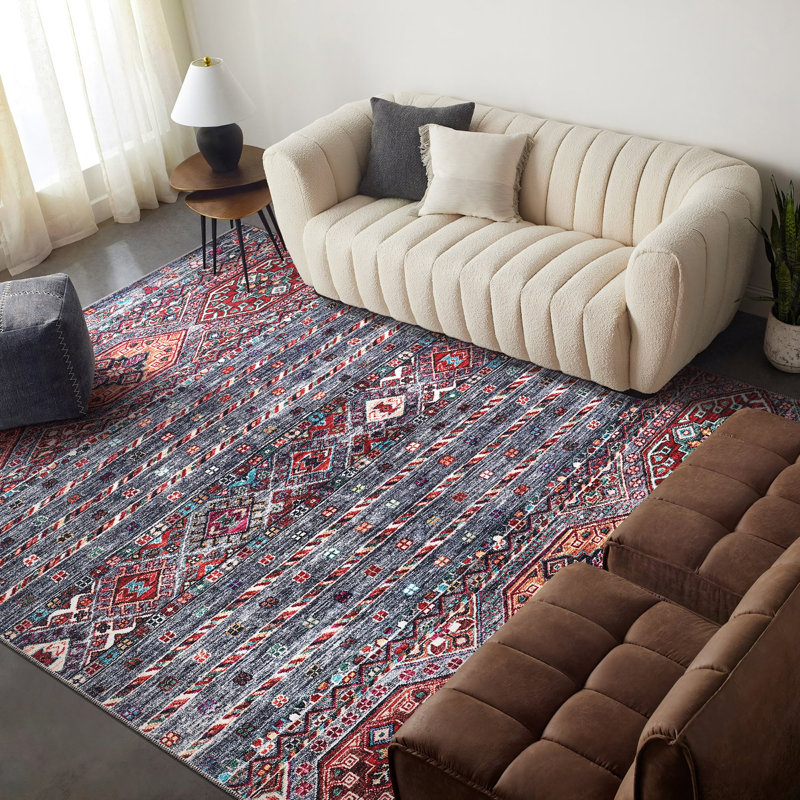 Geometric Cotton and Chenille Flatweave Area Rug, 80 x 150 cm