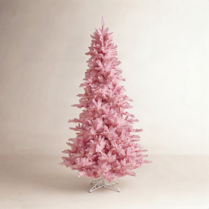 Arbre de Noël artificiel en sapin rose, H 10 pi x l 68 po
