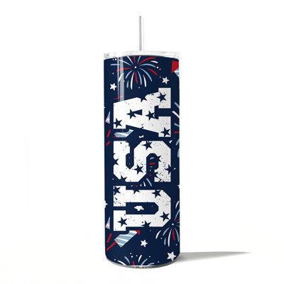 Verre à feu 20 oz avec couvercle et paille en acier inoxydable Fireworks USA