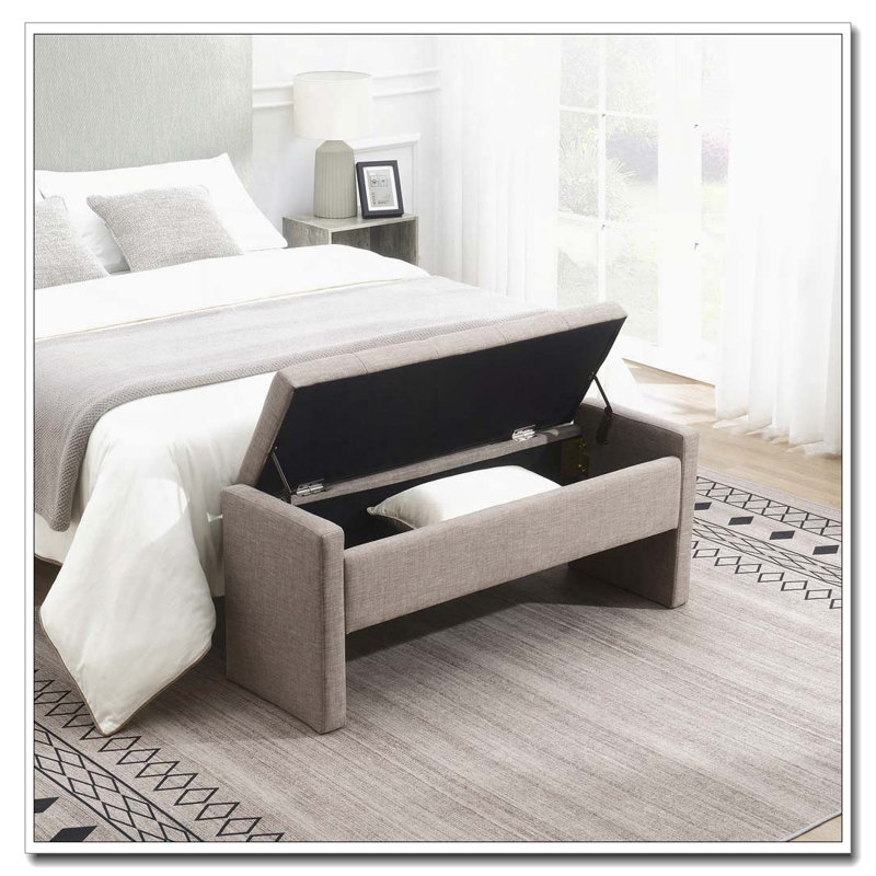 Banc de lit moderne avec rangement, Brun / gris