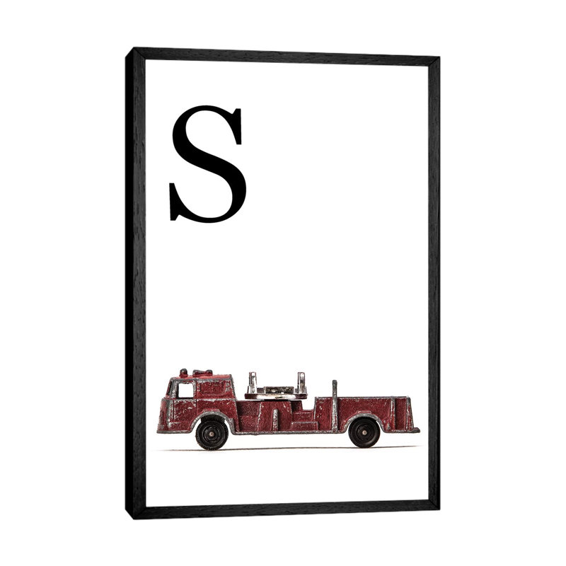 S Fire Engine Letter 1 Piece Wall Art on Canvas, 66.04 cm H x 45.72 cm W, Black Framed