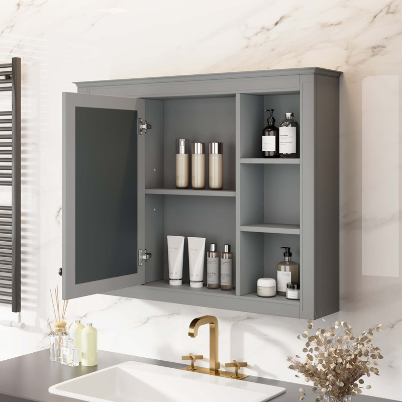 Miroir d'armoire à pharmacie mural l 35,03 po H 27,5 po, Gris
